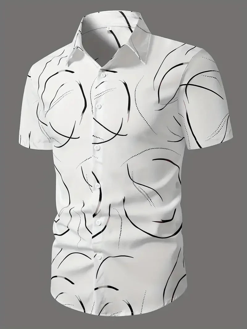 White 3D Printed Natural Texture Shirt
