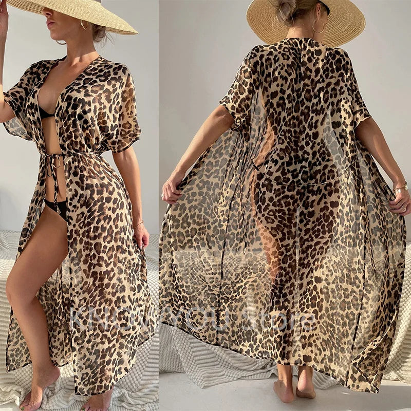 Leopard Chiffon Cover Up