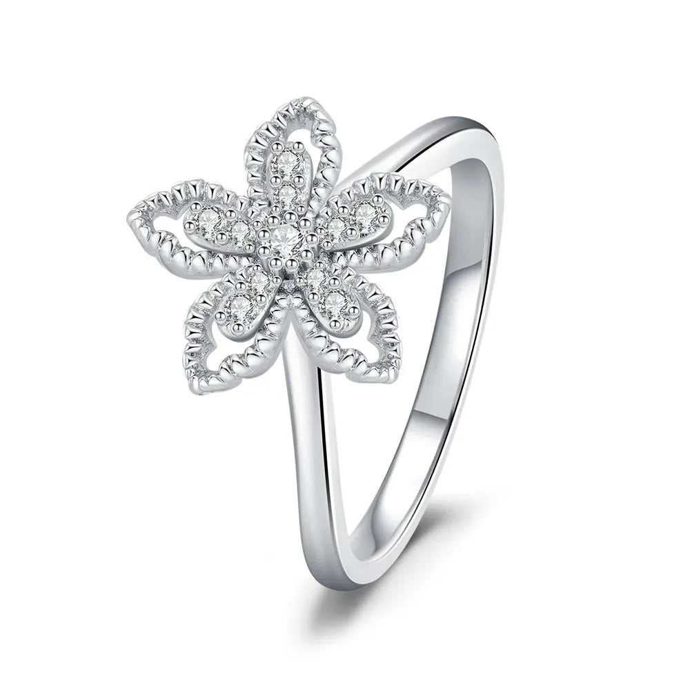 925 Sterling Silver Flower Rings
