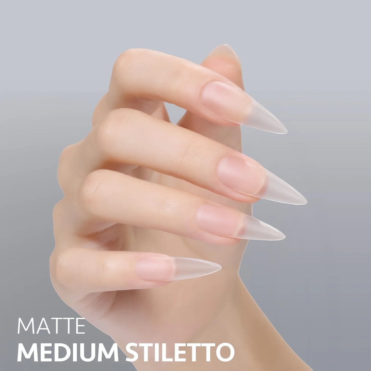 240pcs Long Coffin/Medium Stiletto Fake Nail Tips, Matte Soft Gel X Nail Tips, 12 Sizes Full Cover ABS False Press on Nails Tips