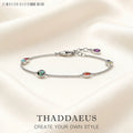 Bracelet Colourful Stones Playful Link Chain 925 Sterling Silver