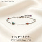 Bracelet Colourful Stones Playful Link Chain 925 Sterling Silver