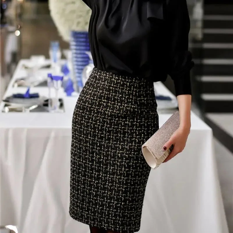High Waist Slim Split Skirt