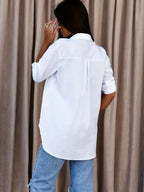 Long Sleeved V-Neck Button Up Shirt
