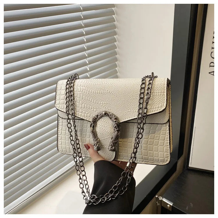 Snake Pattern Chain Small Square Bag