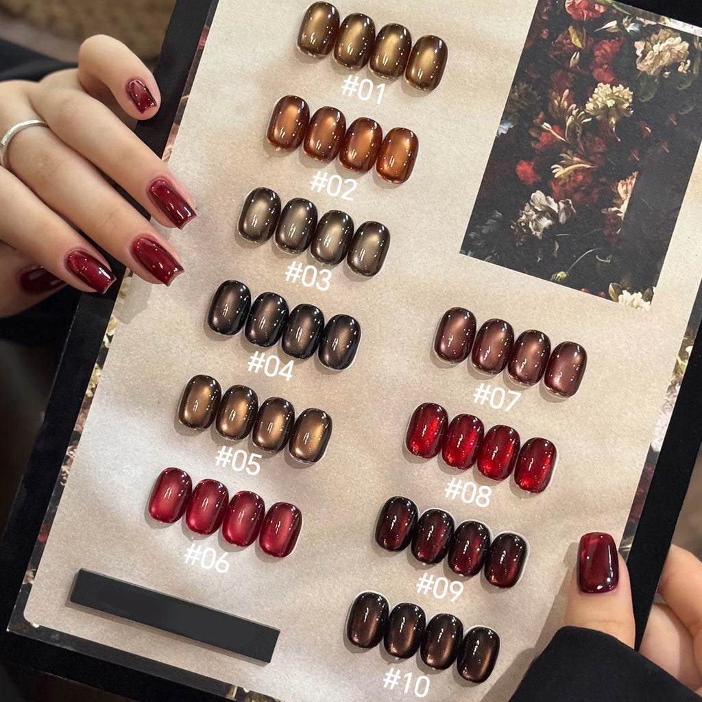 12ml 1-21pcs Brown Gold Cat Eye Gel Nail Polish