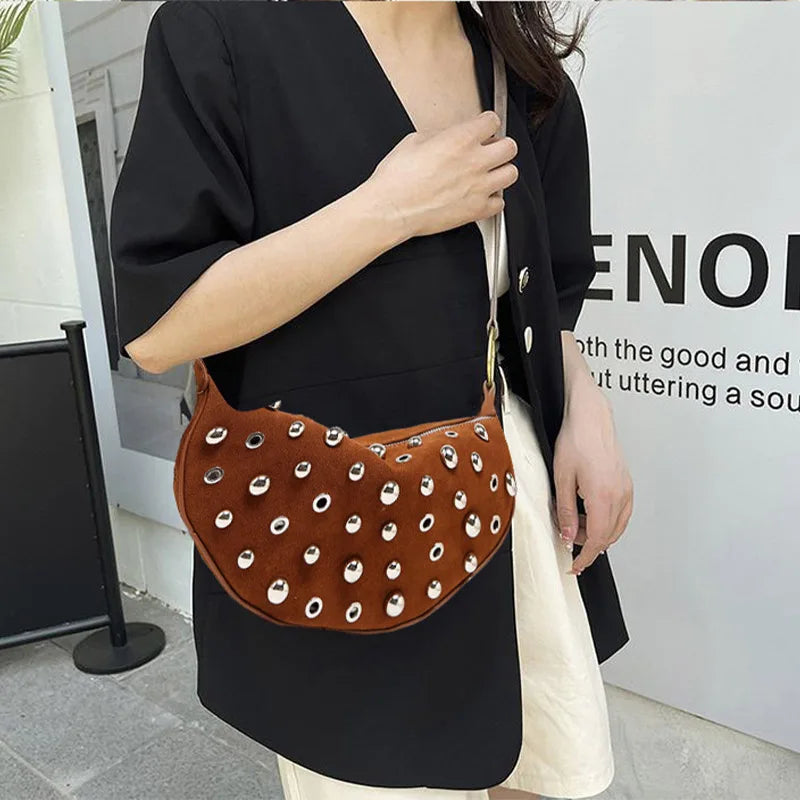 Rivet Crescent Bag Shoulder Bag