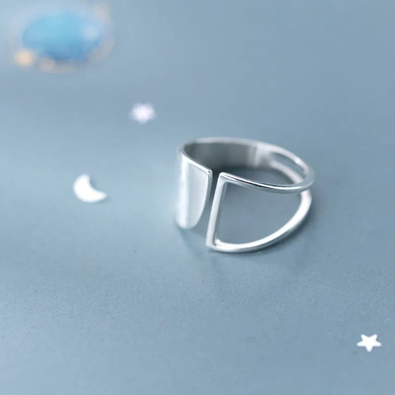 925 Sterling Silver Geometry Open Ring