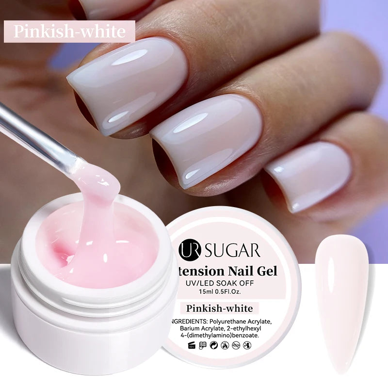 UR SUGAR 15ml Extension Nail Gel Jelly Pink White Clear Hard Gel Extension UV Gel For Nails Finger French Nail Art DIY Manicure