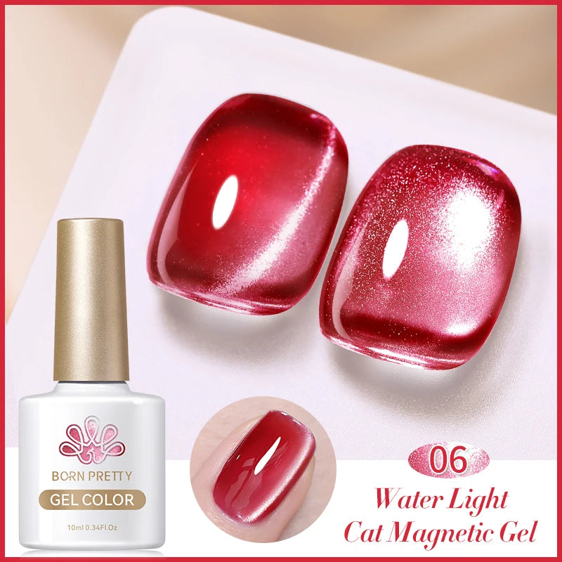 BORN PRETTY 10ml Water Light Cat Magnetic Gel Nail Polish Shining Super Sliver-light Holographics Soak Off UV Gel Varnish