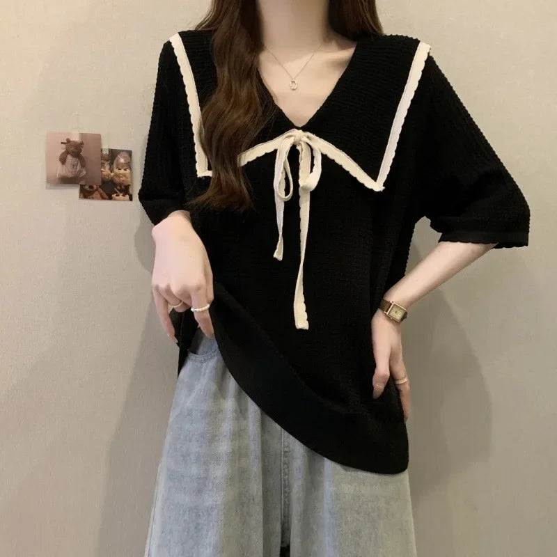 Knitted Short Sleeve T-Shirt