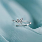 Sparking Zircon Butterfly Wings with Slub Ring