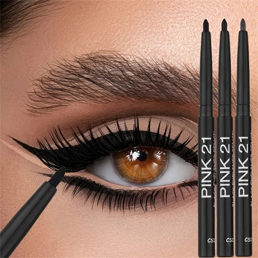 3Pcs Automatic Retractable Eyeliner Gel Pen Smooth Application High-Pigment Matte Waterproof Lasting Under Eye Glue Makeup