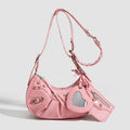 Croc-Embossed Biker Shoulder Bag