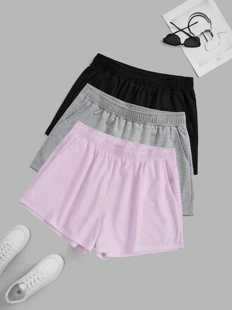 Elastic Waist Biker Shorts