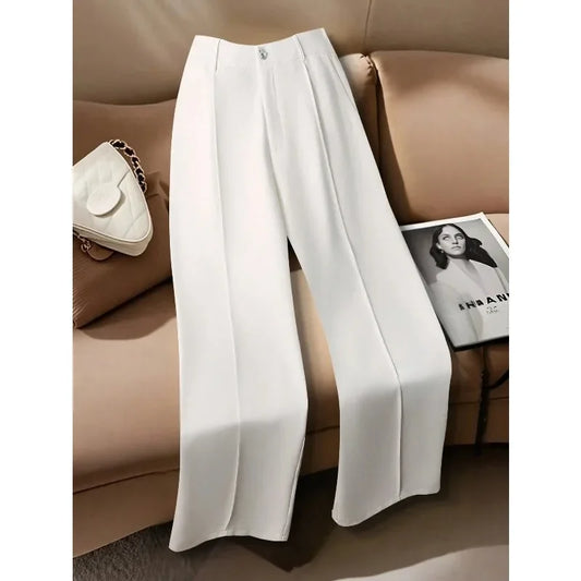 Solid Color Loose Straight Leg Trousers