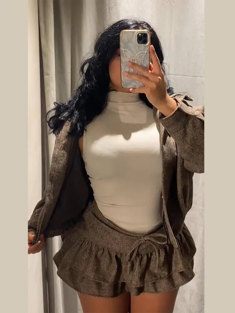 Oversized Hoodie + Ruffled Skirt Set