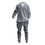 Casual Trousers V-Neck Versatile Jacquard Knitted Sweater Set