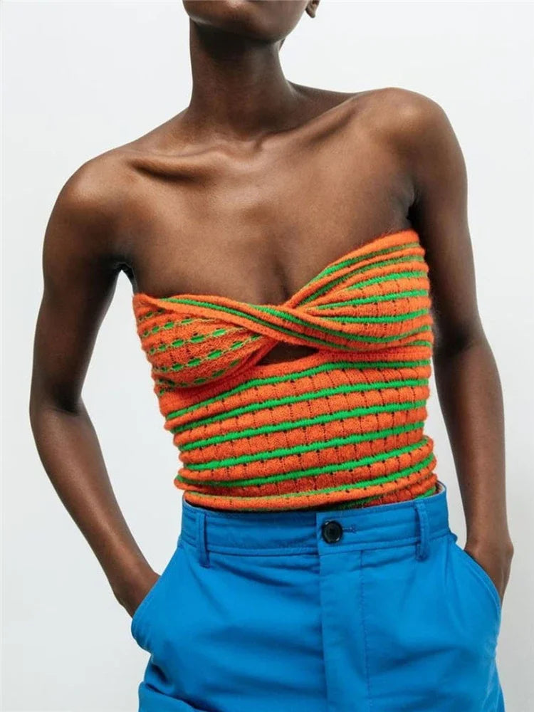 Tossy Off Shoulder Knit Tube Top