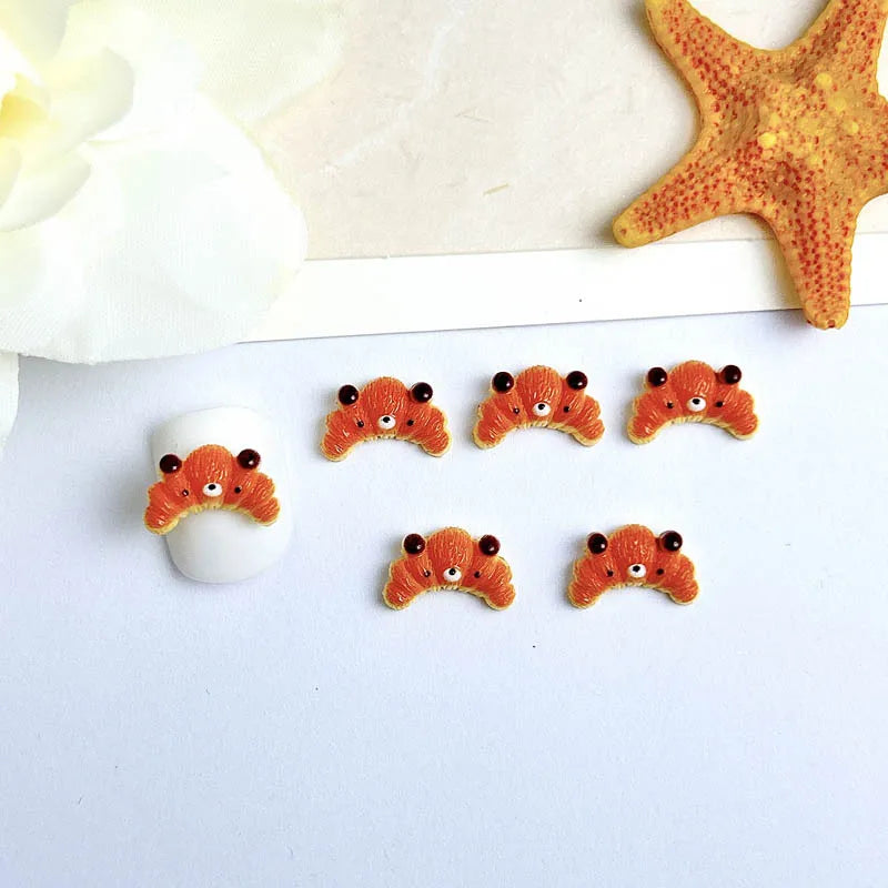 30PCS Simulated Salad Bread Donut Nail Charms Creative Cute Bear Cowhorn Sandwich Desserts Resin Nail Art Decorations DIY Nails