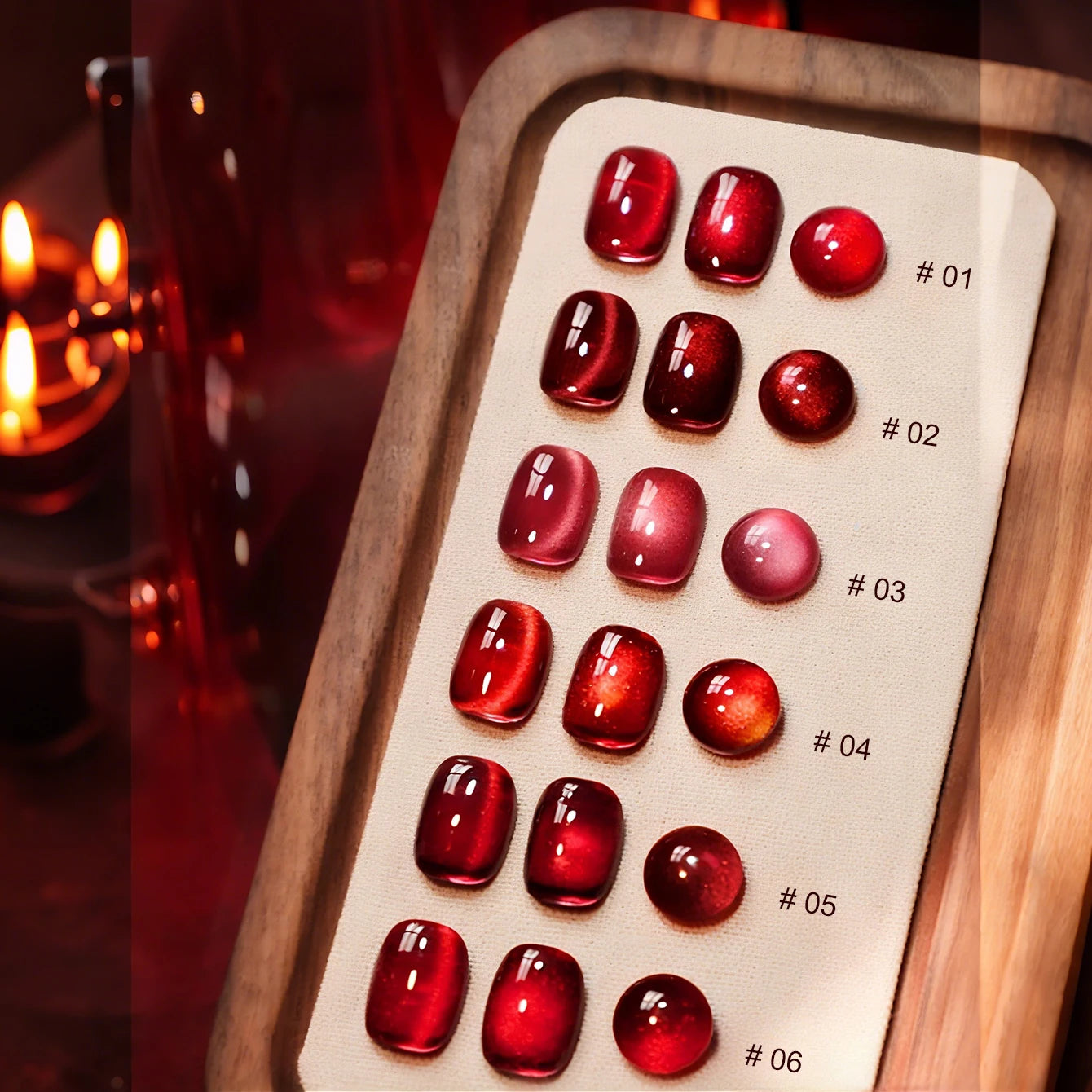 10ML 1-8PCS Red Cat Eye Nail Polish Red Nails 2026 New Cherry Wine Deep Red Glass Bead Magnet Cat Eye Spear Crystal Gel