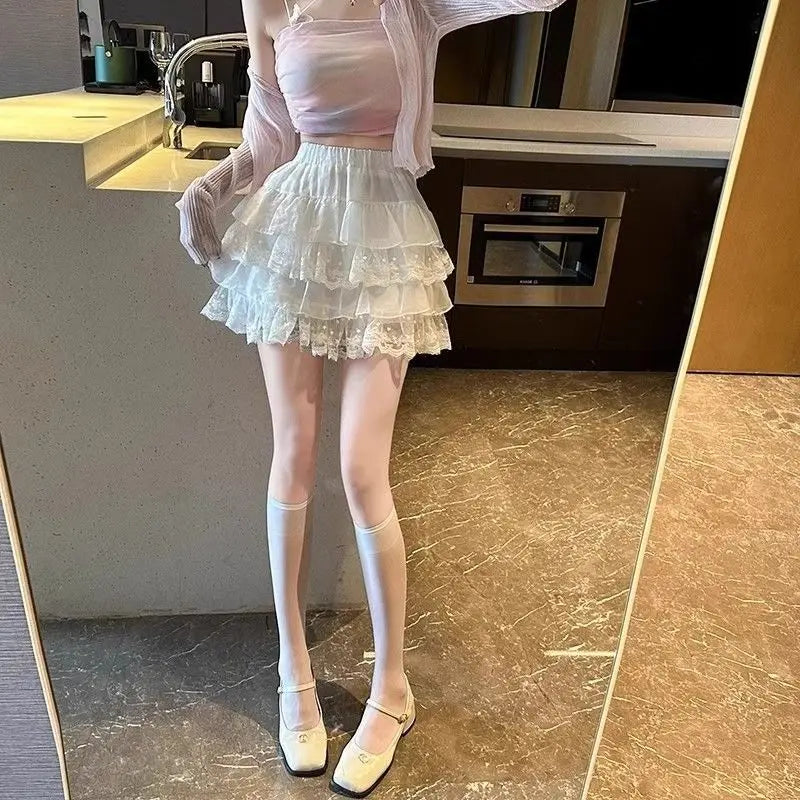 High-Waisted Fluffy A-Line Short Skirt