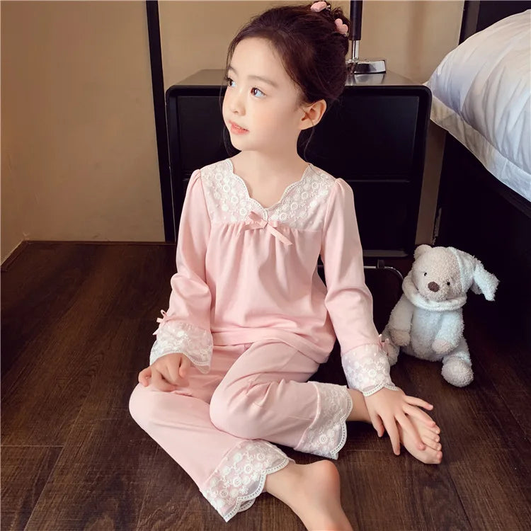 Long Sleeve Lace Detail Sleepwear Set