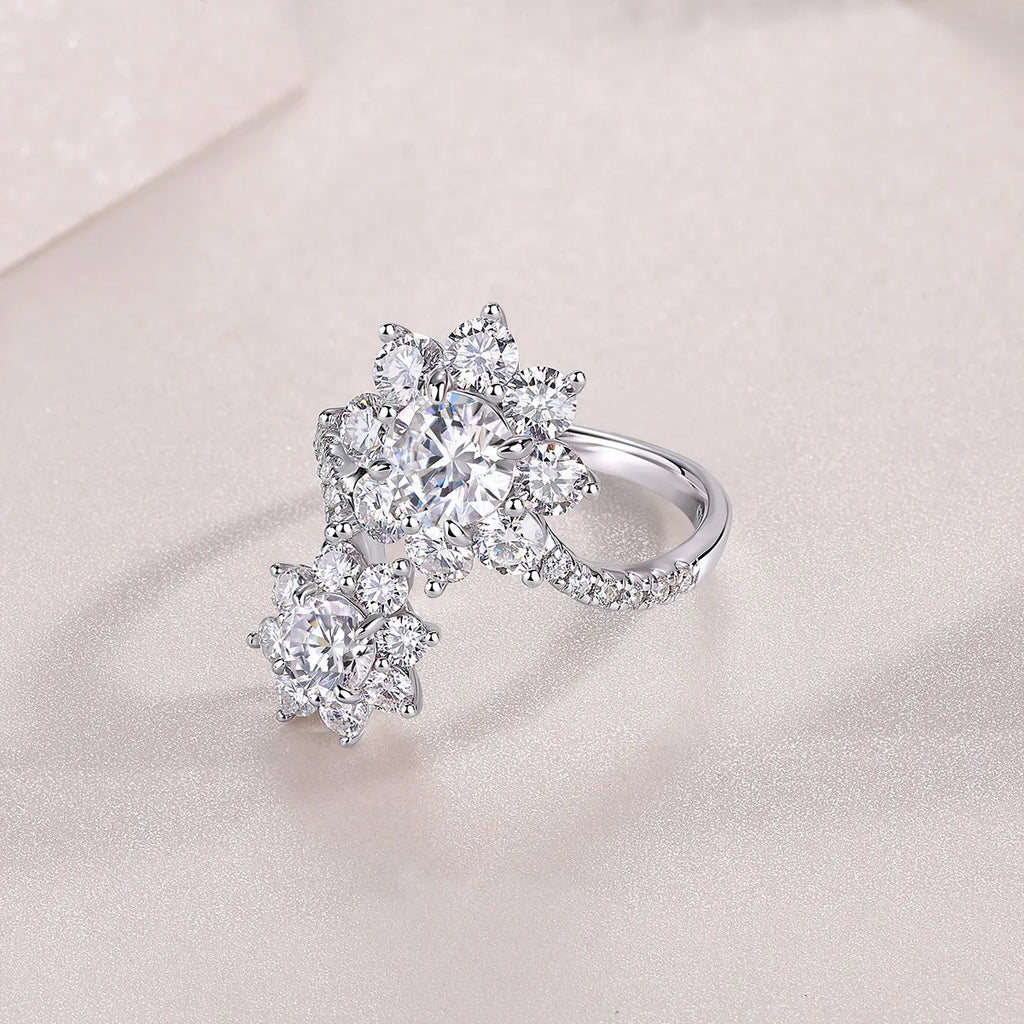 Flower Cut Moissanite Ring