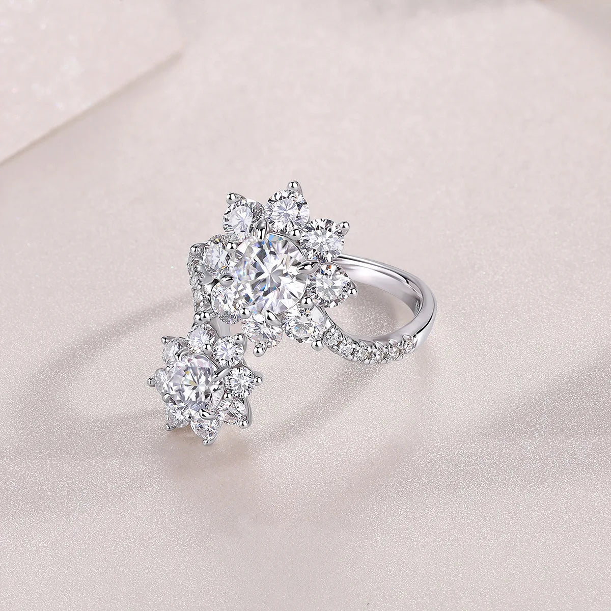 Flower Cut Moissanite Ring