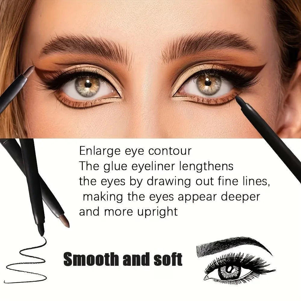 3Pcs Automatic Retractable Eyeliner Gel Pen Smooth Application High-Pigment Matte Waterproof Lasting Under Eye Glue Makeup