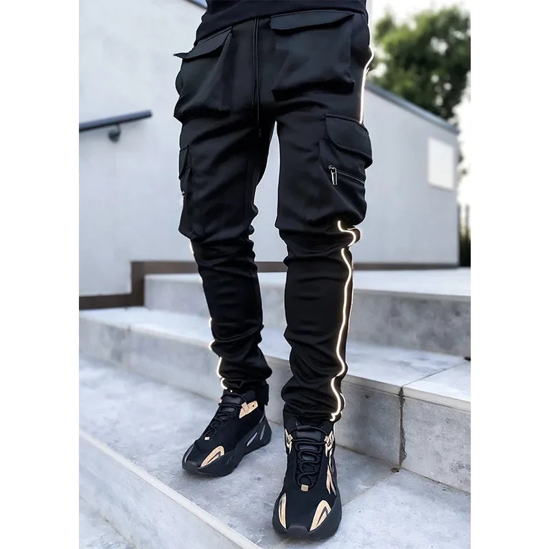 Reflective Straight Sports Casual Trousers
