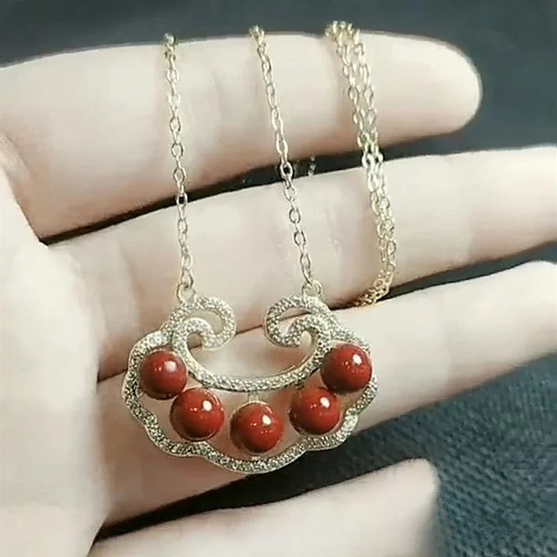 Natural 925 Silver Inlaid Purple Gold Sand Rose Pendant
