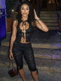 Hollow Bandage Tank Top + Shorts Set