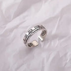 925 Sterling Silver Personality Wide Letters Adjustable Ring