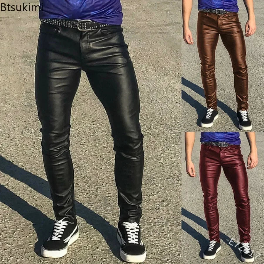 Elastic Low Waist PU Leather Pants