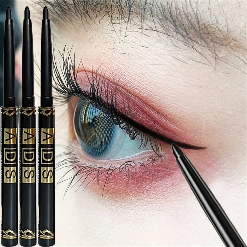 3Pcs Automatic Retractable Eyeliner Gel Pen Smooth Application High-Pigment Matte Waterproof Lasting Under Eye Glue Makeup