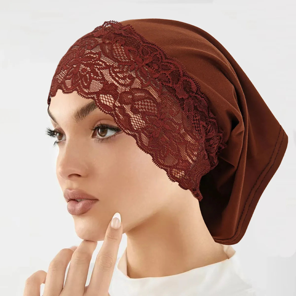 2026 New Inner Hijab Undercap With Lace Muslim Turban Islam Underscarf Hijab Bonnet Soft Stretch HIjabs Tube Cap Turbante