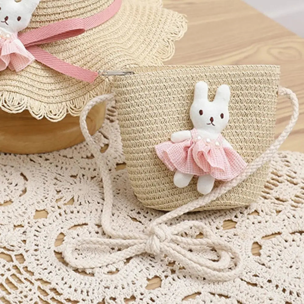 Cartoon Bunny Mini Straw Bag