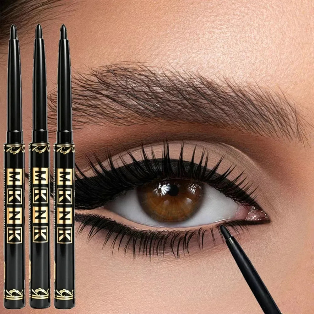 3Pcs Automatic Retractable Eyeliner Gel Pen Smooth Application High-Pigment Matte Waterproof Lasting Under Eye Glue Makeup