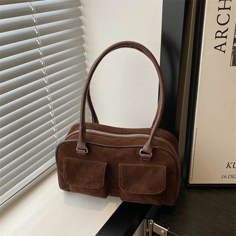 Suede Square Shoulder Bag