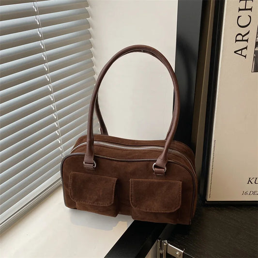 Suede Square Shoulder Bag