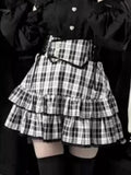 Plaid Cake High Waist Mini Skirt