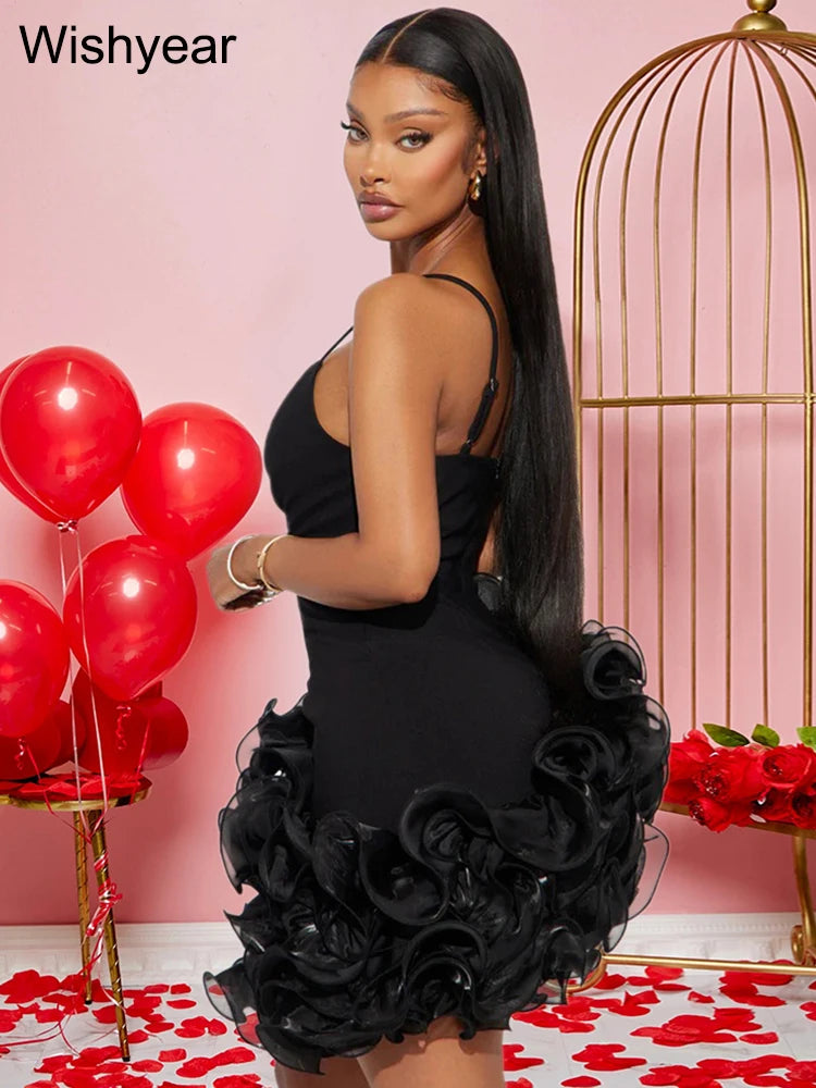 Ruffle Pleated Mini Dress