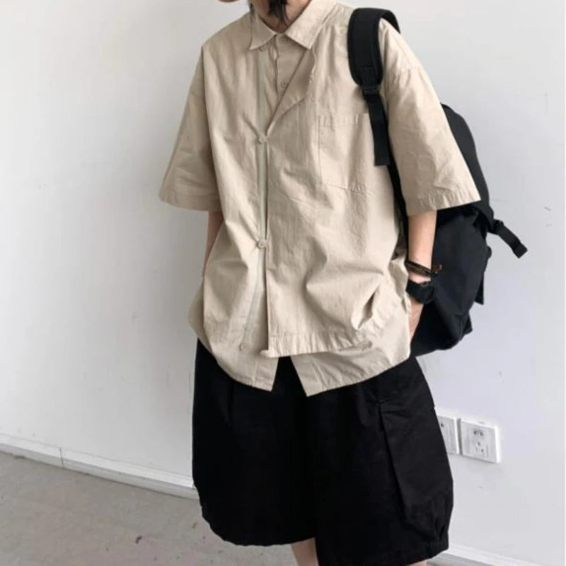 Short Sleeved Shirt + Multiple Pockets Tooling Shorts Set