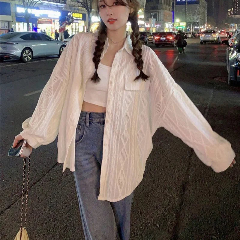 Hollow Out Solid Thin Shirt