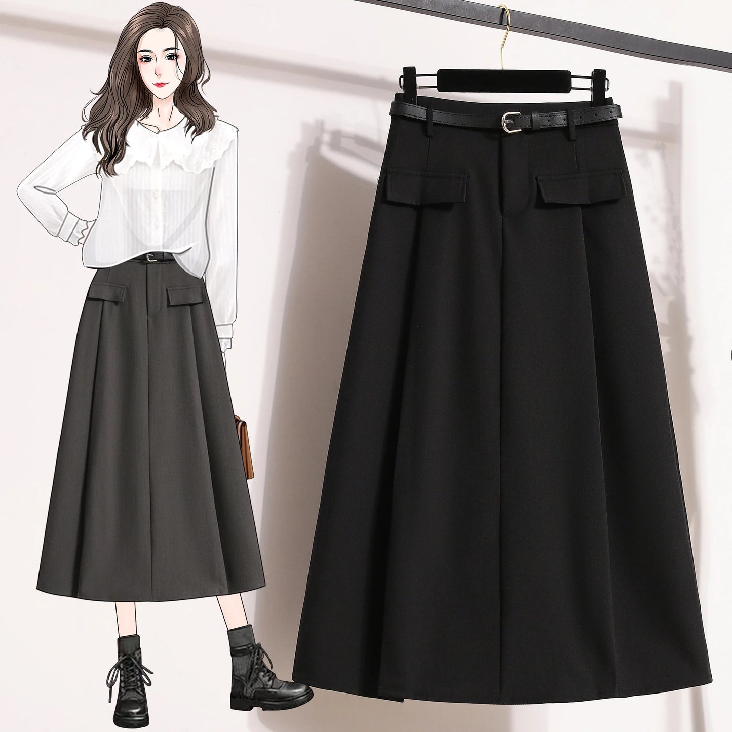Solid Simple Casual Chic Skirt