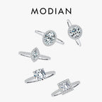 925 Sterling Silver Classic Geometric Round Oval Shape Zirconia Ring