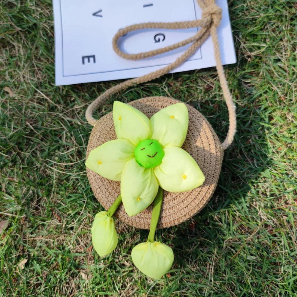 Children Flower Straw Bags