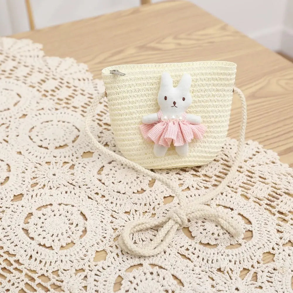 Cartoon Bunny Mini Straw Bag