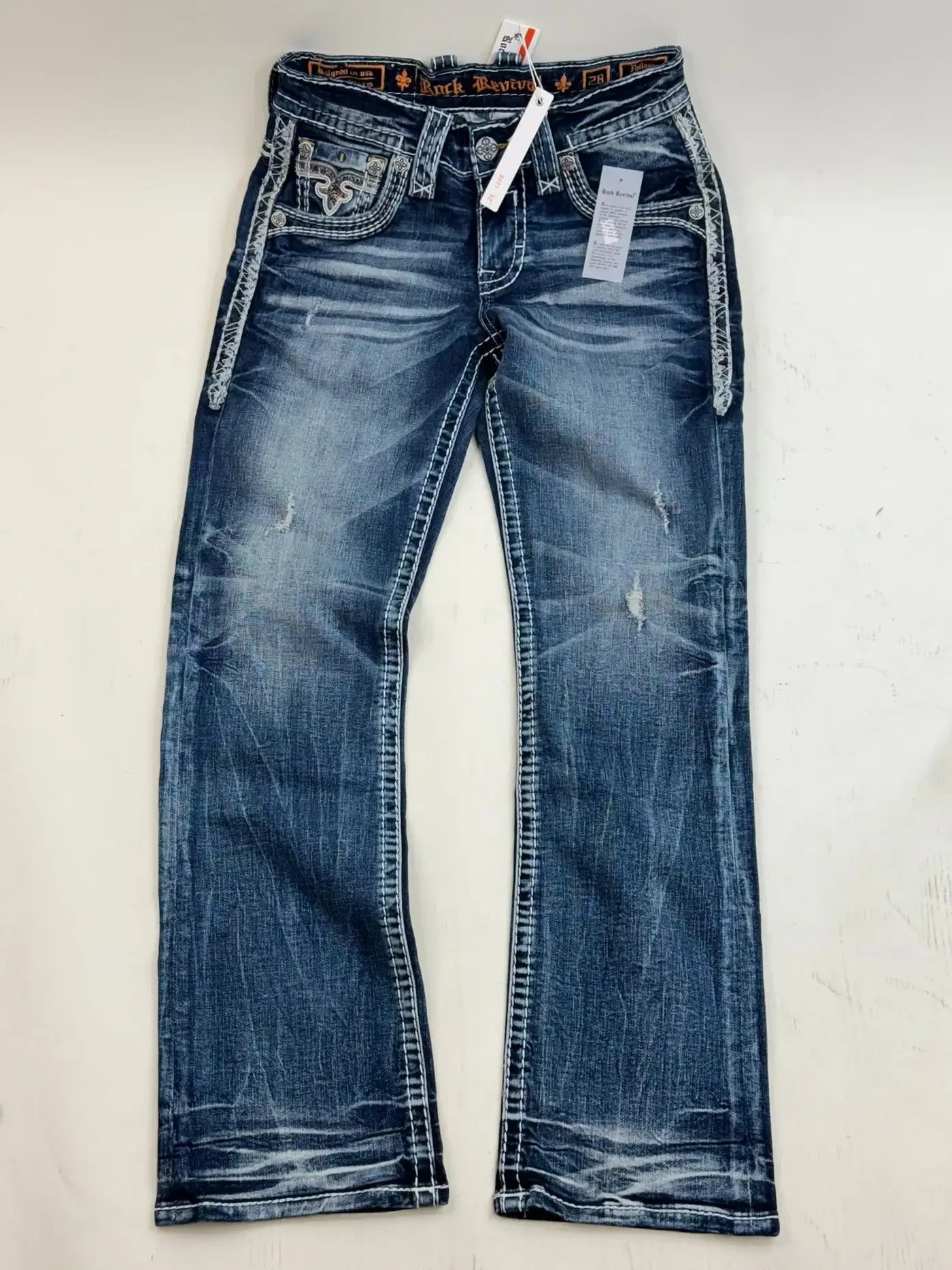 Denim Embroidery Pocket Wide Jeans